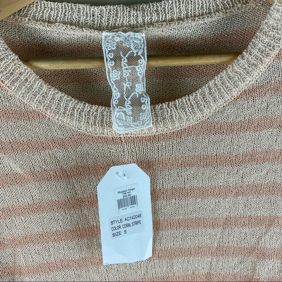 Sadie & Sage Boutique Sherbert Striped Semi Sheer Sweater Top Blouse Small (NWT) - Picture 6 of 9